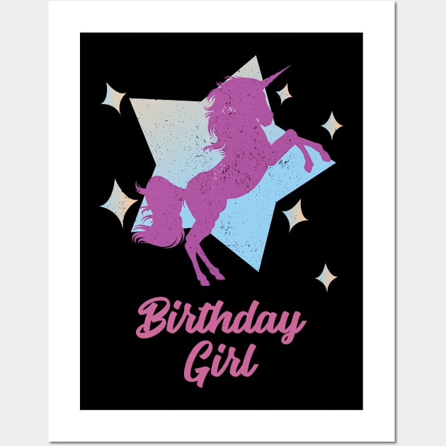 Unicorn Birthday Girl Wall Art by Tracy